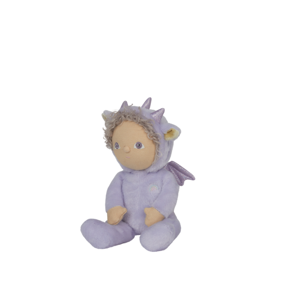 Plush toy dragon with a white background