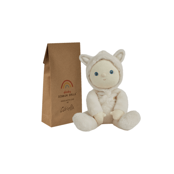 An adorable fox plush doll from the Dinky Dinkums Forest Friends collection, perfect for snuggling and imaginative play. Collectable, soft and cuddly woodland toy, ideal bedtime companion for toddlers.