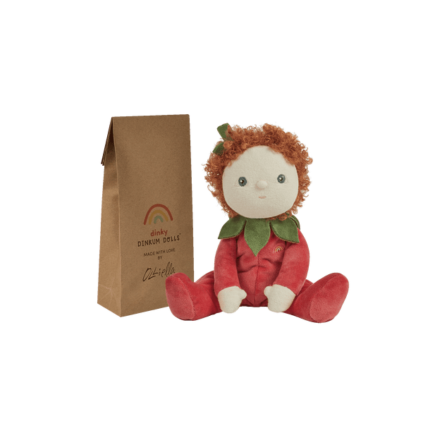 An adorable poinsettia plush doll from the Dinky Dinkums Forest Friends collection, perfect for snuggling and imaginative play. Collectable, soft and cuddly woodland toy, ideal bedtime companion for toddlers.