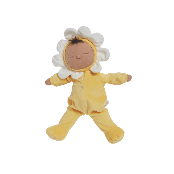 Charming Pip Buttercup Dozy Dinkums plush flower doll by Olli Ella. Ideal for imaginative play and comfort, crafted from durable, child-friendly fabrics.