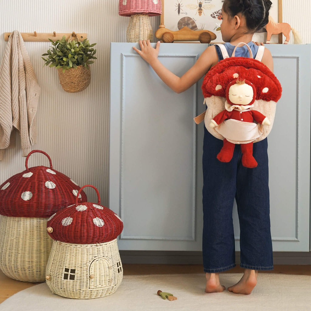 Hopalong Mushroom Backpack - Red – Olli Ella USA