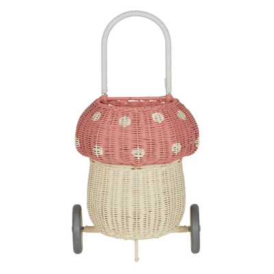 Olli Ella Rattan Mushroom Luggy - musk and white coloured
