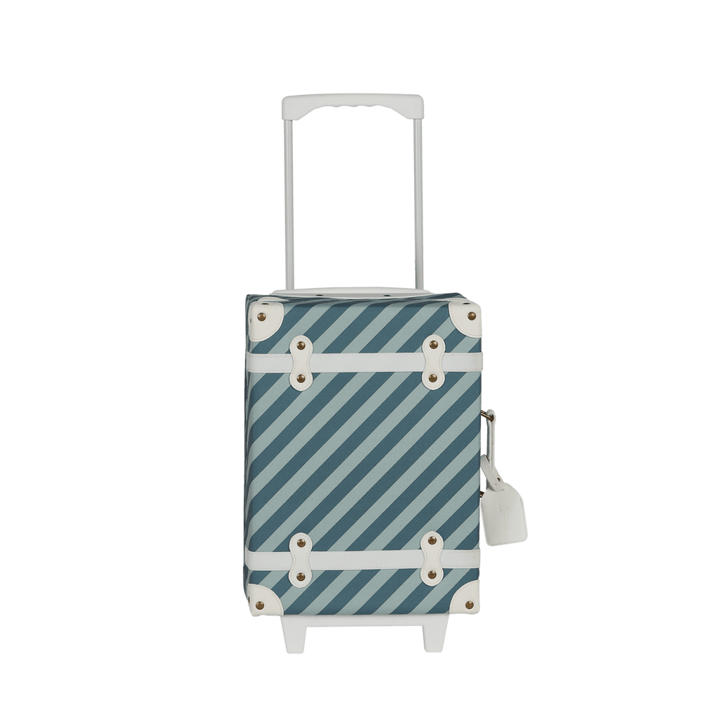 Blue and white striped suitcase shop