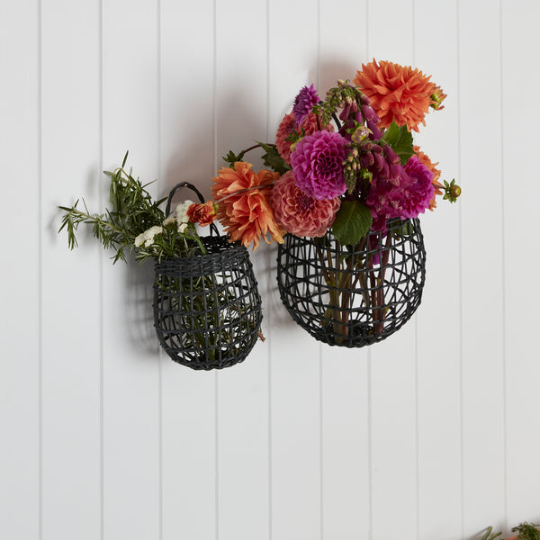 Rattan Onion Basket Duo - Ink