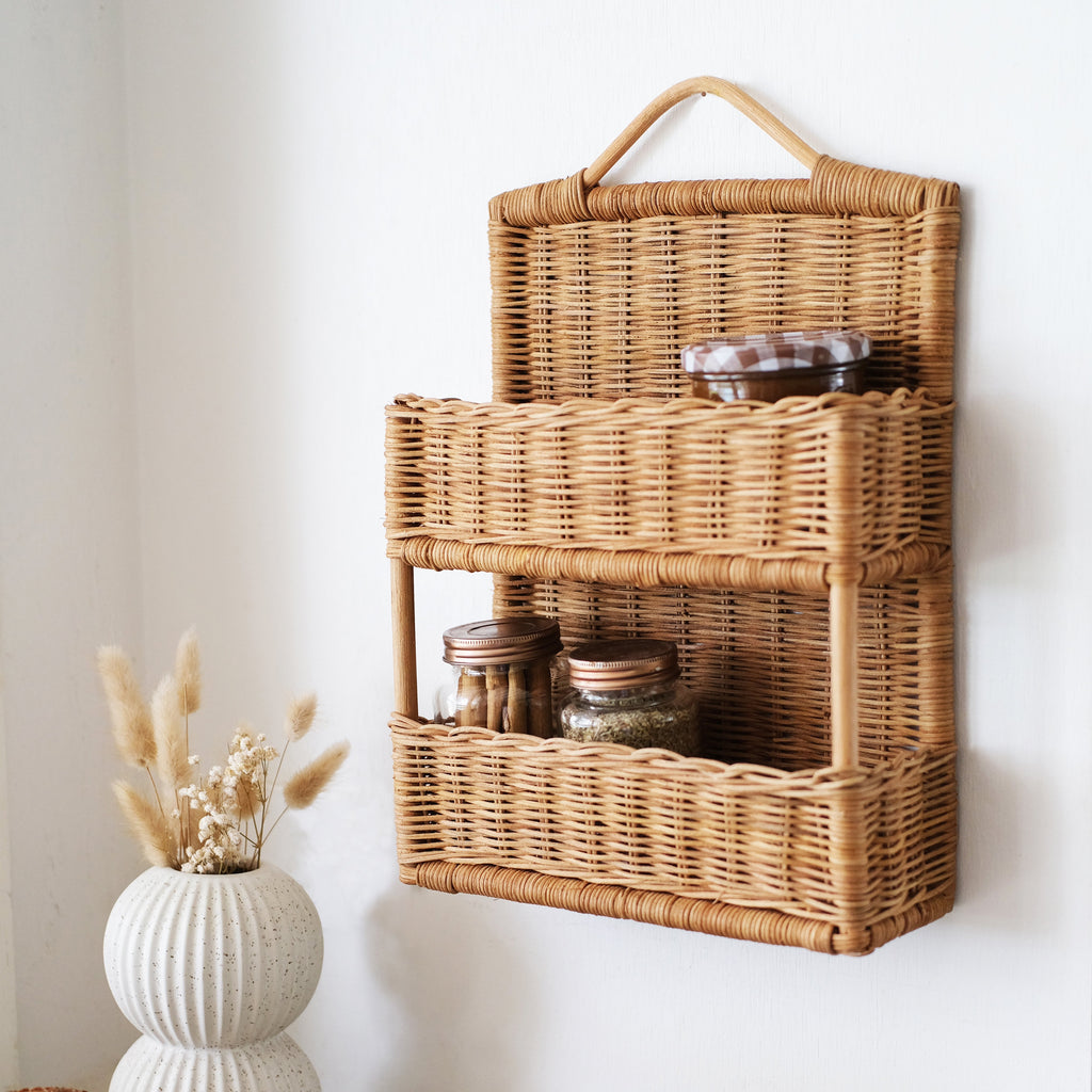 Olli Ella Woven Rattan Hello Hanging Shelf with 2 Tiers on Food52