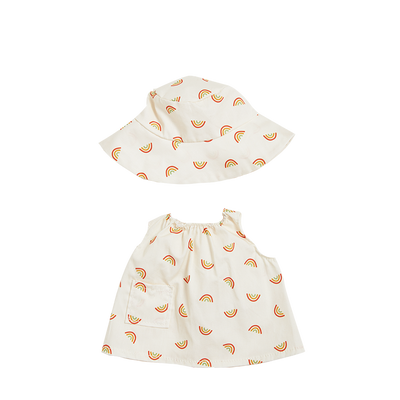 Dinkum Dolls Cotton Una Rainbow Dress Set - Ivory
