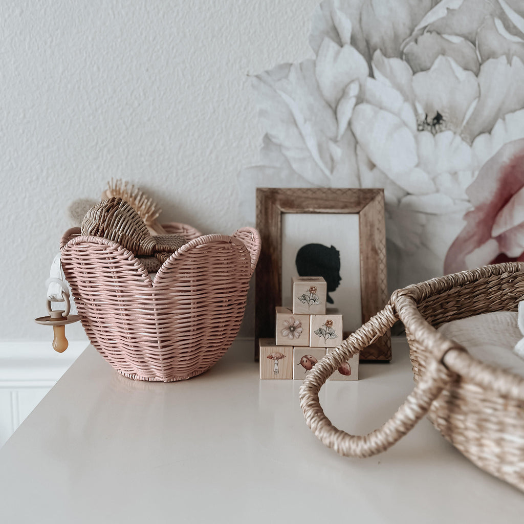 Rattan Lily Basket Set - Blush