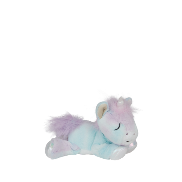 Rainbow unicorn plush toy with pacifier