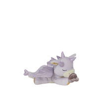 Plush dragon toy with purple wings and a lavender body on a white background