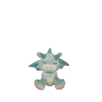 Plush dragon toy with green and white color scheme on a white background