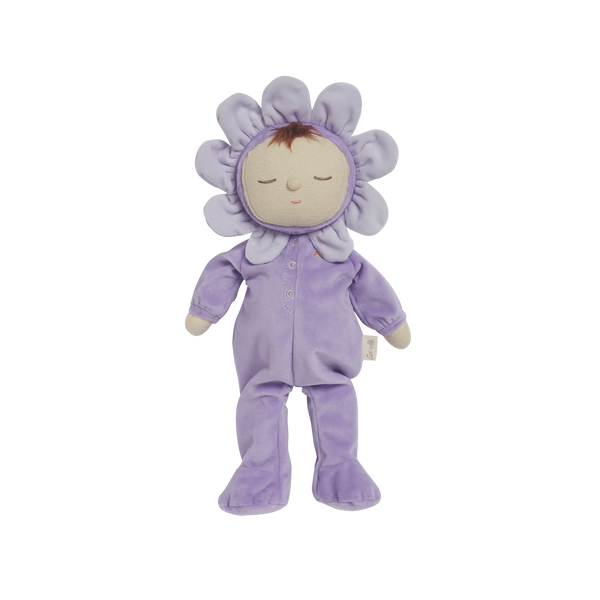 Adorable Dozy Dinkums plush flower doll in Pickle Lavender. Soft and cuddly, perfect for play and snuggling. Made from high-quality, safe materials.