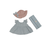 Baby dress with matching hat and headband on a white background