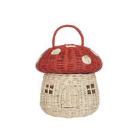 Rattan Mushroom Basket - Red