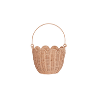 Rattan Tulip Carry Basket - Seashell Pink 