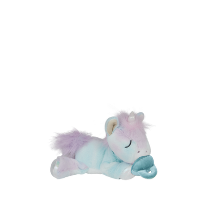 Rainbow unicorn plush toy with pacifier