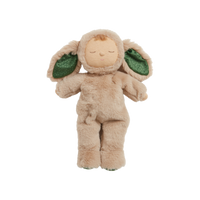 Olli Ella Christmas themed Cozy Dinkum Bunny with green ear and foot features 