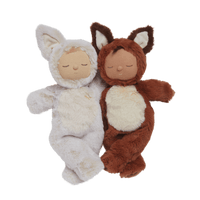 Meet Cozy Dinkum Fenix Fox, a cuddly fox plush toy designed for warmth and coziness. This plush fox has a posable body, sweet embroidered face, tuft of hair, and wears a non-removable suit, making it Ideal for snuggling and imaginative play.