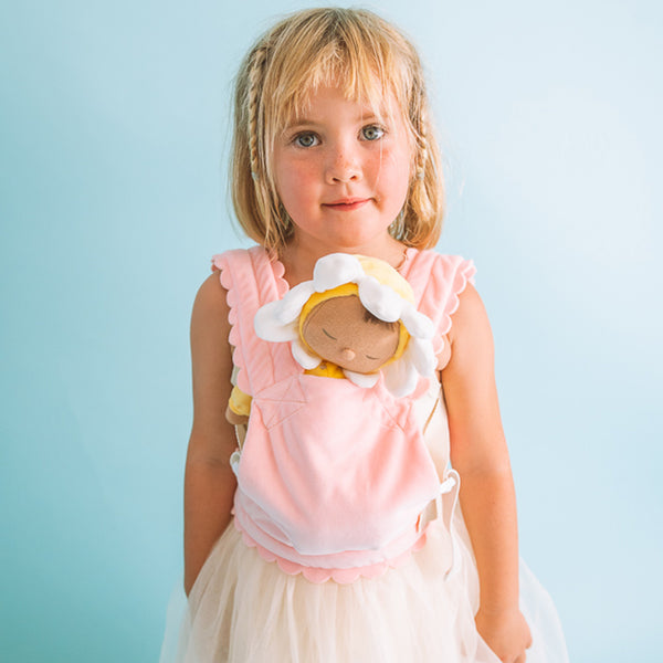 The perfect flower toy for kids who love imaginative play and transporting their dolls in style! Our pink petal doll carrier is made for parent play for your kid and their favourite dolls and toys.