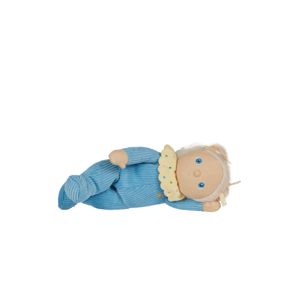 Bonnie Buttercream, our baby blue corduroy mini plush toy. Collectable, Soft and cuddly, and snuggled in a non-removable velvet onesie, Bonnie Buttercream is a must have in your toy collection.