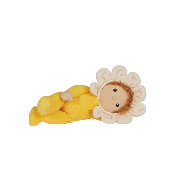 Olli Ella Blossom Buds Dinky Dinkum Daisy Yellow Flower Doll laying side on
