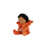 Olli Ella Blossom Buds Dinky Dinkum Poppy orange flower doll sitting side on