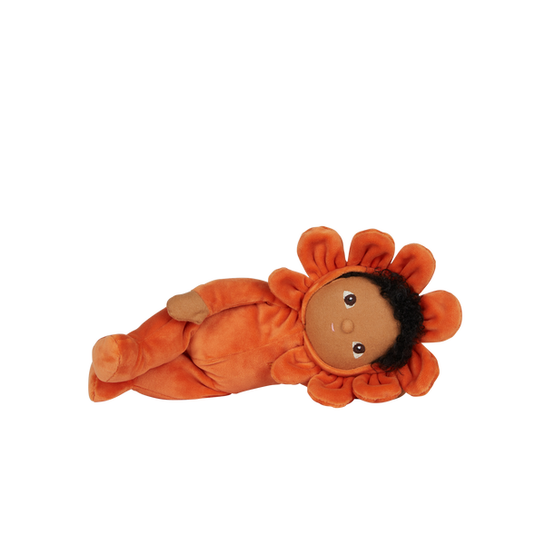 Olli Ella Blossom Buds Dinky Dinkum Poppy orange flower doll laying down