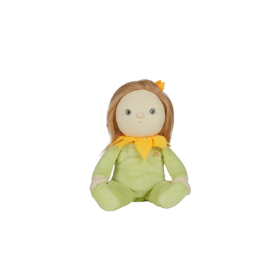 Olli Ella Blossom Bud Dinky Dinkum Sunny green and yellow flower doll sitting