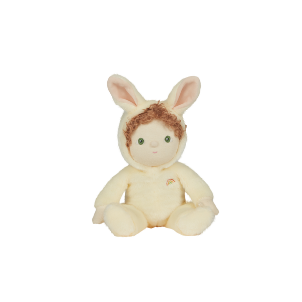 A soft, cuddly plush bunny toy with a yellow-colored coat, perfect for small hands and imaginative play. Perfectly weighted and collectable easter-themed plush toy.