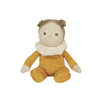 Meet Cora Corn, a delightful Dinky Dinkum plush doll from the Happy Harvest collection, featuring a posable body with gentle weighting and a soft velvet onesie. Collect all the friends and let your childs imagination run wild with imaginative play.