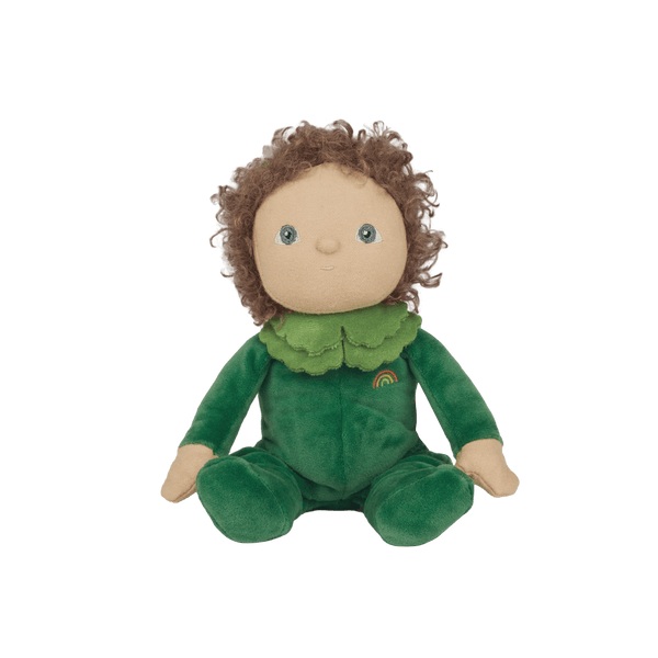 Gene Greens, the charming limited-edition collectable green plush toy. A posable plush doll with gentle weighting inside, dressed in a soft, non-removable velvet onesie. Collect all Happy Harvest friends.