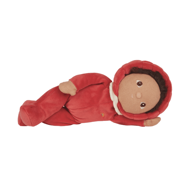 Meet Marley Mushroom, a delightful Dinky Dinkum plush doll from the Happy Harvest collection, featuring a posable body with gentle weighting and a soft velvet onesie. Collect all the friends and let your childs imagination run wild with imaginative play.