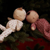 Olli Ella Christmas theme Dozy Dinkums in sweetheart red or cream Dozys on tree background