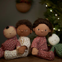 Olli Ella Christmas theme Dozy Dinkums with Dinkum doll siblings in matching Pjs