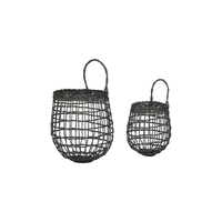 Rattan Onion Basket Duo - Ink