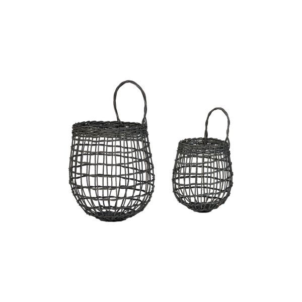 Rattan Onion Basket Duo - Ink
