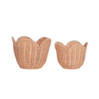 Rattan Lily Basket Set - Seashell Pink 