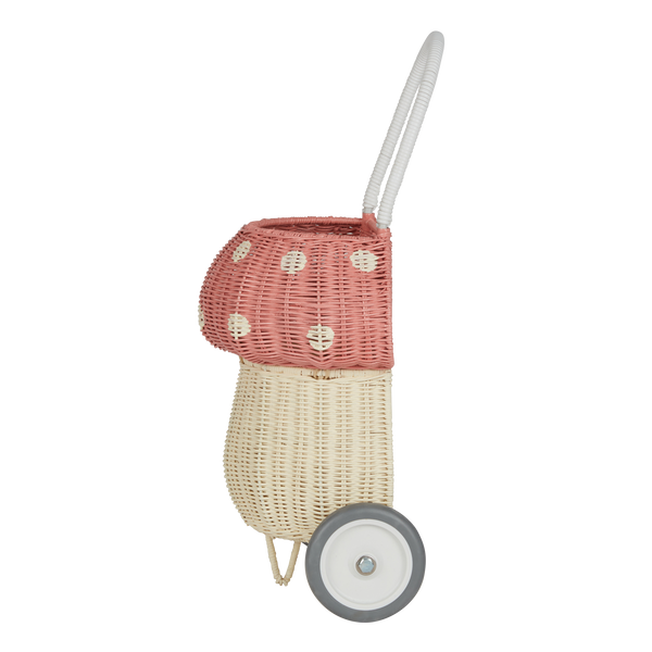 Olli Ella Rattan Mushroom Luggy - musk and white coloured