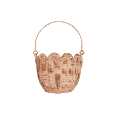 Rattan Tulip Carry Basket - Seashell Pink 
