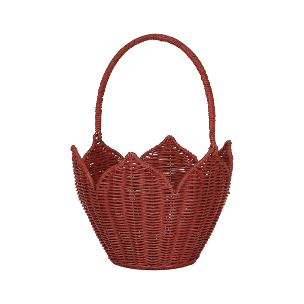 Rattan Poinsettia Carry Basket - Red