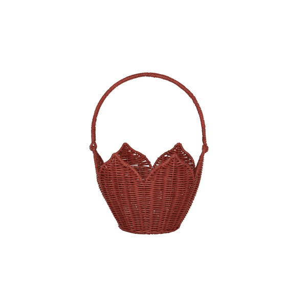 Rattan Poinsettia Carry Basket - Red