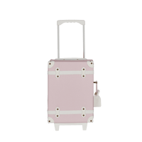 Charming pink kids travel suitcase by Olli Ella. Ideal for children's travel, with a spacious interior and playful colours. Constructed from recycled plastic bottles
