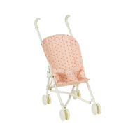 Pink strawberry printed doll pram for kids imaginative doll play.