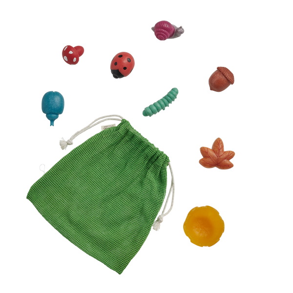 Olli Ella Tubbles Sensory Stones Garden Goodies individual items with bag