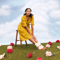 Flora Organic Cotton Wrap Dress - Mustard
