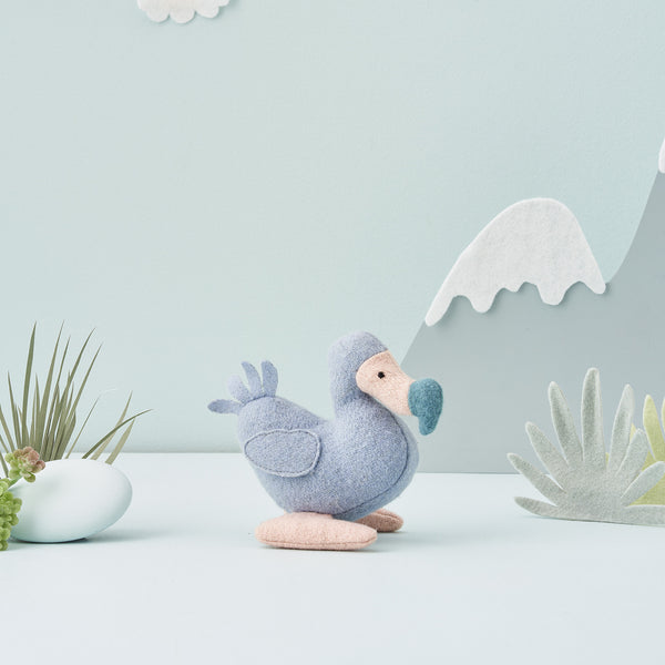 Set of plush felted extinct animal toys for kids. Mammoth, Dodo and Saber Tooth Tiger toys for kids.