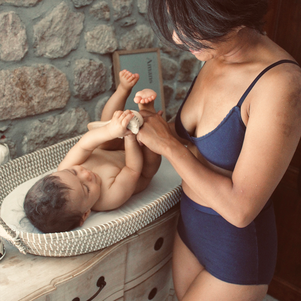 Knickers Organic Cotton High Waist Full Brief - Navy Ink