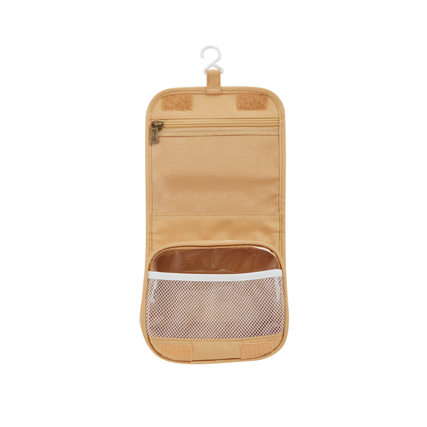 Yellow kids travel toiletry bag. Functional wash bag for kids sleepovers, school camps, daycare and holidays.